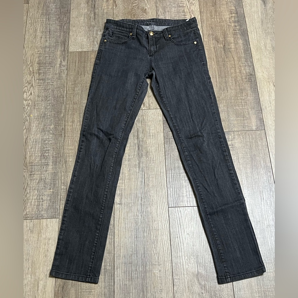 BCBG Max Azria Jeans Womens 28 Long Black Mia Pany Skinny Leg Mid Rise Denim